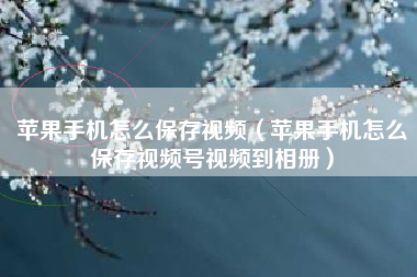 苹果手机怎么保存视频（苹果手机怎么保存视频号视频到相册）