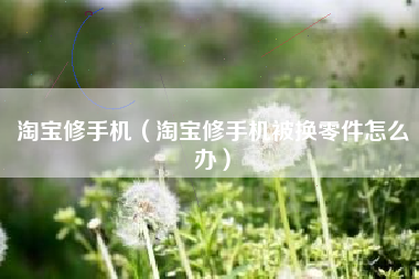 淘宝修手机（淘宝修手机被换零件怎么办）