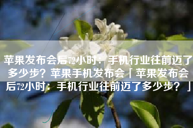 苹果发布会后72小时：手机行业往前迈了多少步？苹果手机发布会「苹果发布会后72小时：手机行业往前迈了多少步？」